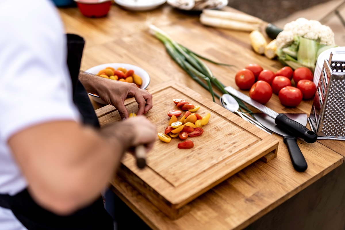 Fresh vegetables being prepared with healthy cooking methods